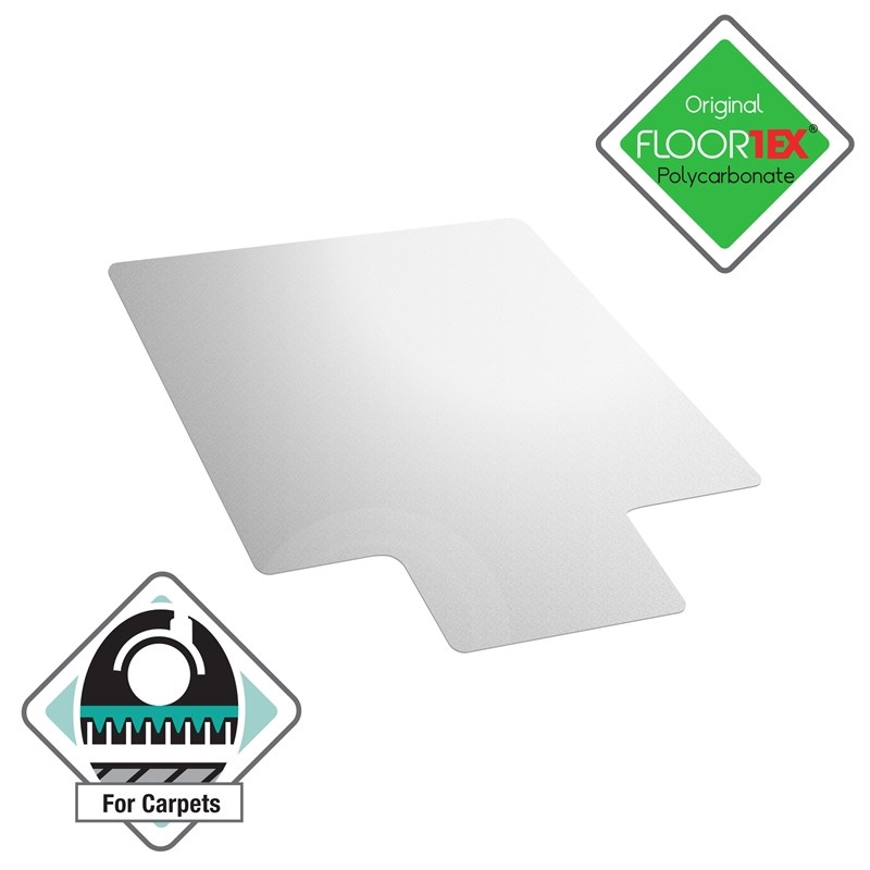 Floortex Polycarbonate Lipped Chair Mat for Carpets Clear Size 48