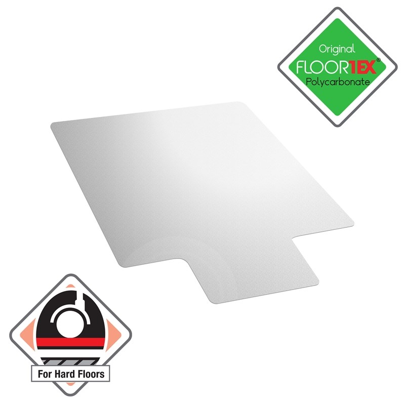 Floortex Polycarbonate Lipped Chair Mat for Hard Floor Clear Size 48 x 53 inch