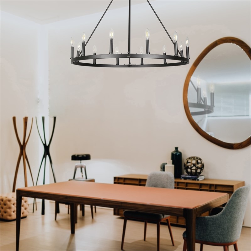 wagon wheel dining room chandelier