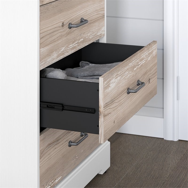River Brook Chest of Drawers in White/Barnwood - Engineered Wood