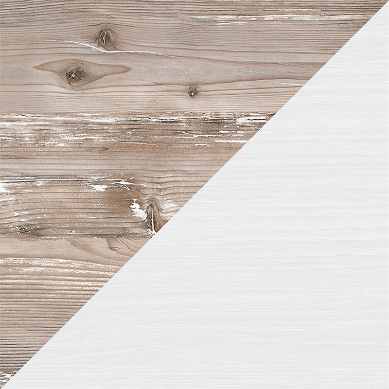 River Brook Chest of Drawers in White/Barnwood - Engineered Wood