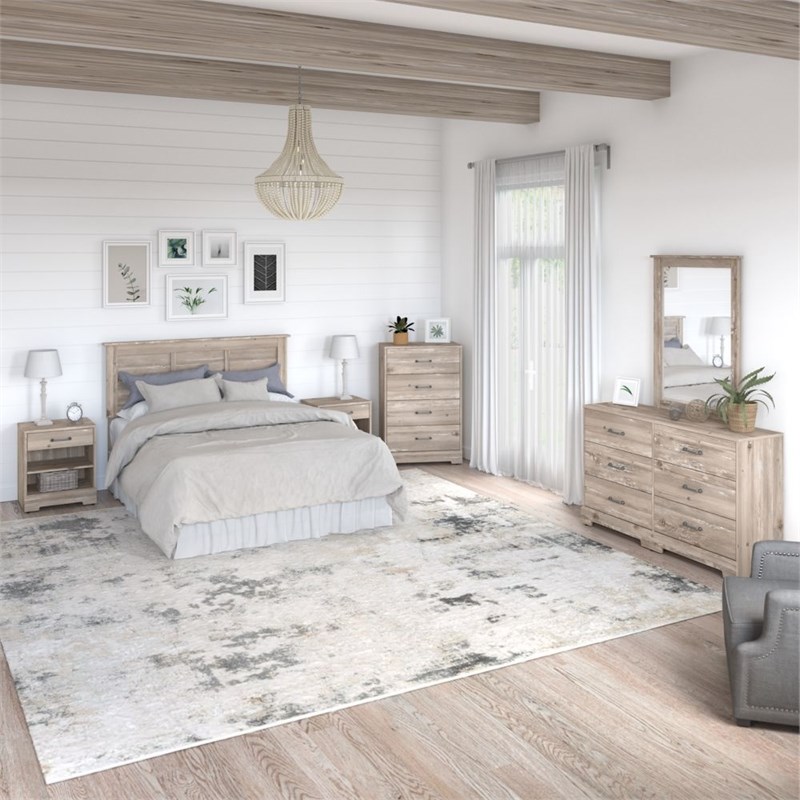 River Brook 3 Piece  Bedroom Set in Barnwood - Engineered Wood