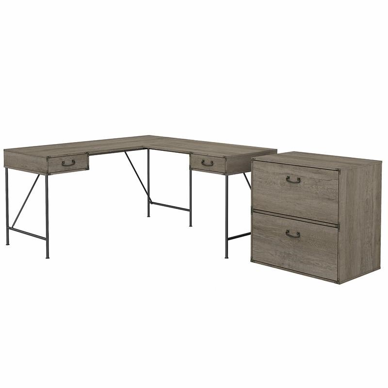 Ironworks L Shaped Desk With Lateral, Desk With Lateral File Cabinet