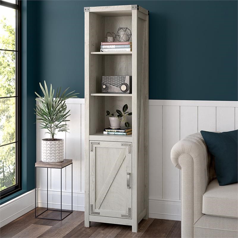 Cottage Grove Tall Narrow 5 Shelf Bookcase in Cottage White - Engineered Wood