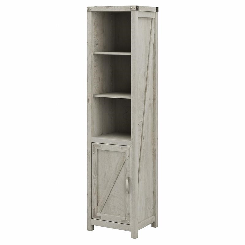 Cottage Grove Tall Narrow 5 Shelf Bookcase in Cottage White - Engineered Wood