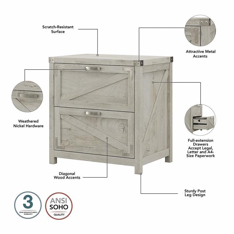Cottage Grove 2 Drawer Lateral File Cabinet in Cottage White - Engineered Wood