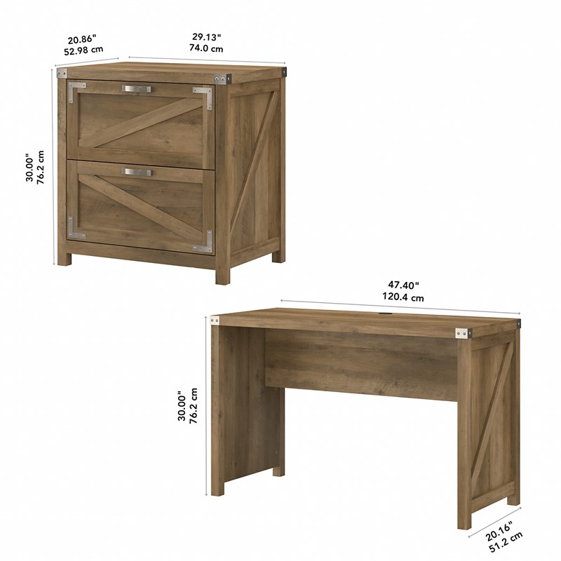 Cottage Grove Writing Desk with File Cabinet in Reclaimed Pine - Engineered Wood
