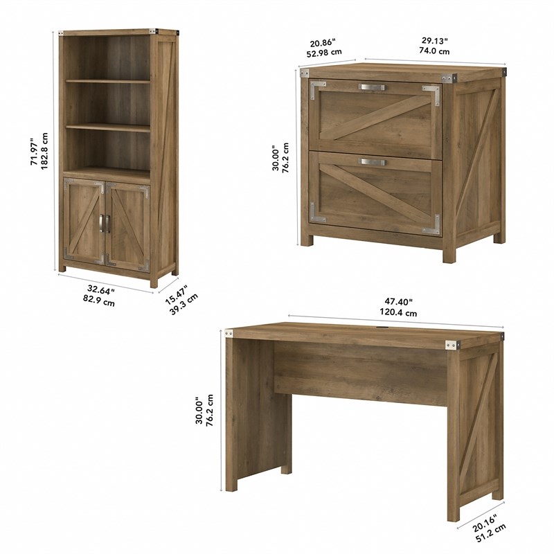 Cottage Grove 48W Writing Desk with Storage in Reclaimed Pine - Engineered Wood