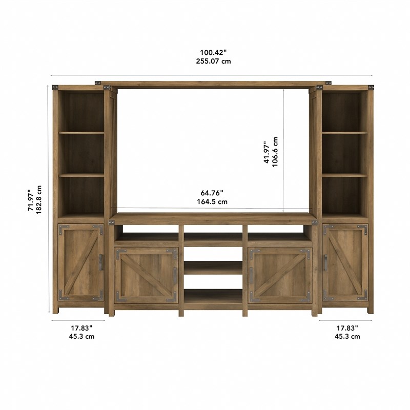 Cottage Grove 65W TV Stand with Shelves in Reclaimed Pine - Engineered Wood