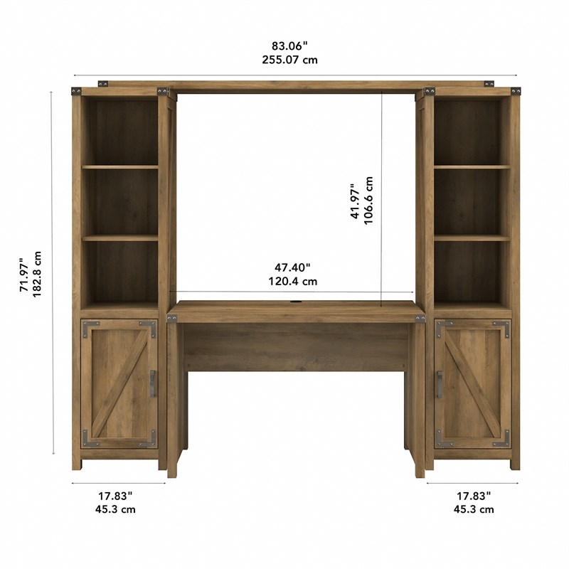 Cottage Grove Writing Desk with Bookshelves in Reclaimed Pine - Engineered Wood