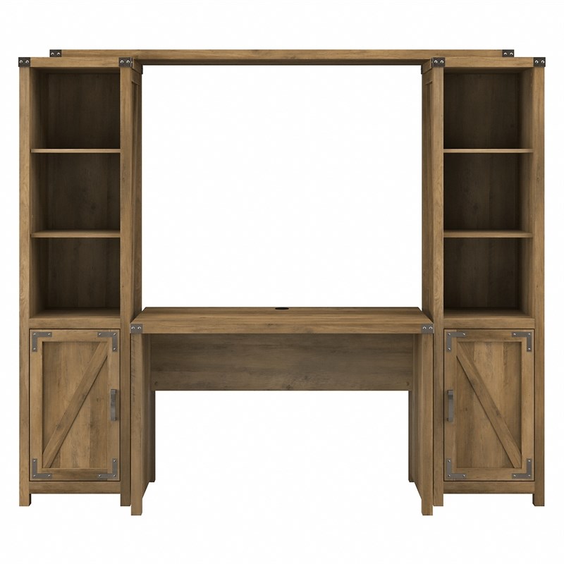 Cottage Grove Writing Desk with Bookshelves in Reclaimed Pine - Engineered Wood