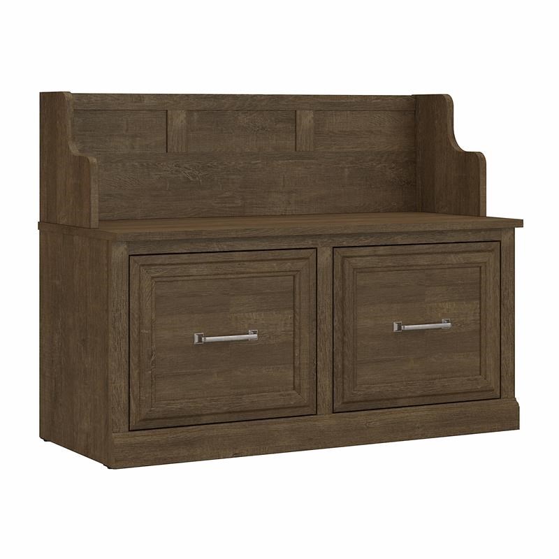 Woodland 40W Entryway Bench with Doors in Ash Brown - Engineered Wood