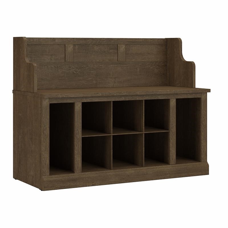 Woodland 40W Entryway Bench with Shelves in Ash Brown - Engineered Wood