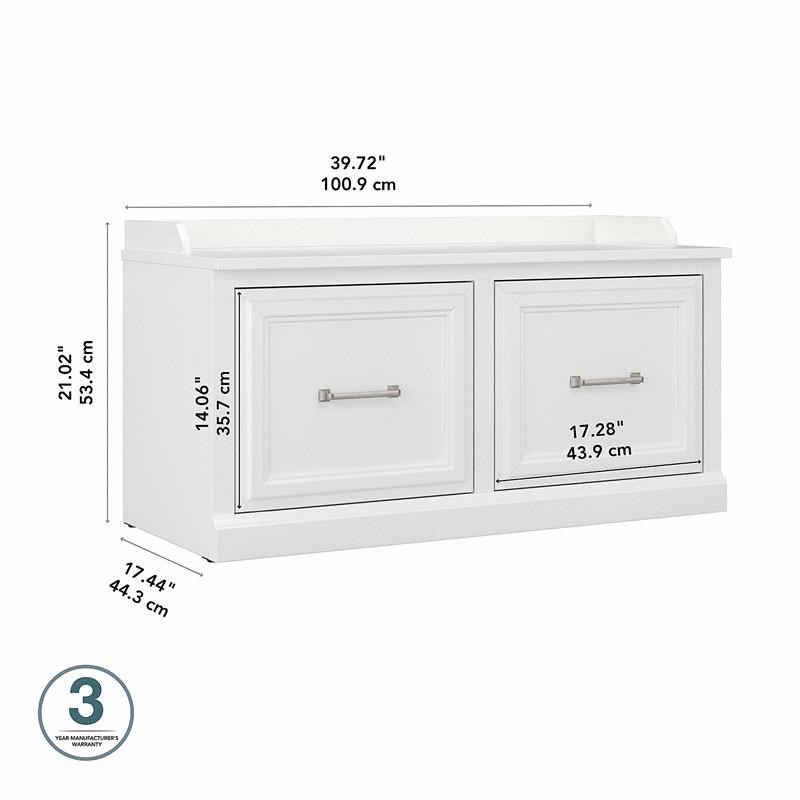 Woodland 40W Shoe Storage Bench with Doors in White Ash - Engineered Wood