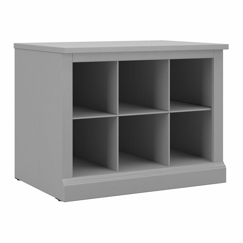 Woodland 24W Small Shoe Bench with Shelves in Cape Cod Gray - Engineered Wood