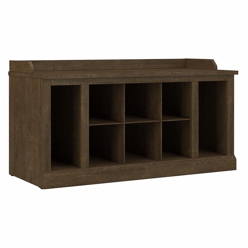 Woodland 40W Shoe Storage Bench with Shelves in Ash Brown - Engineered Wood