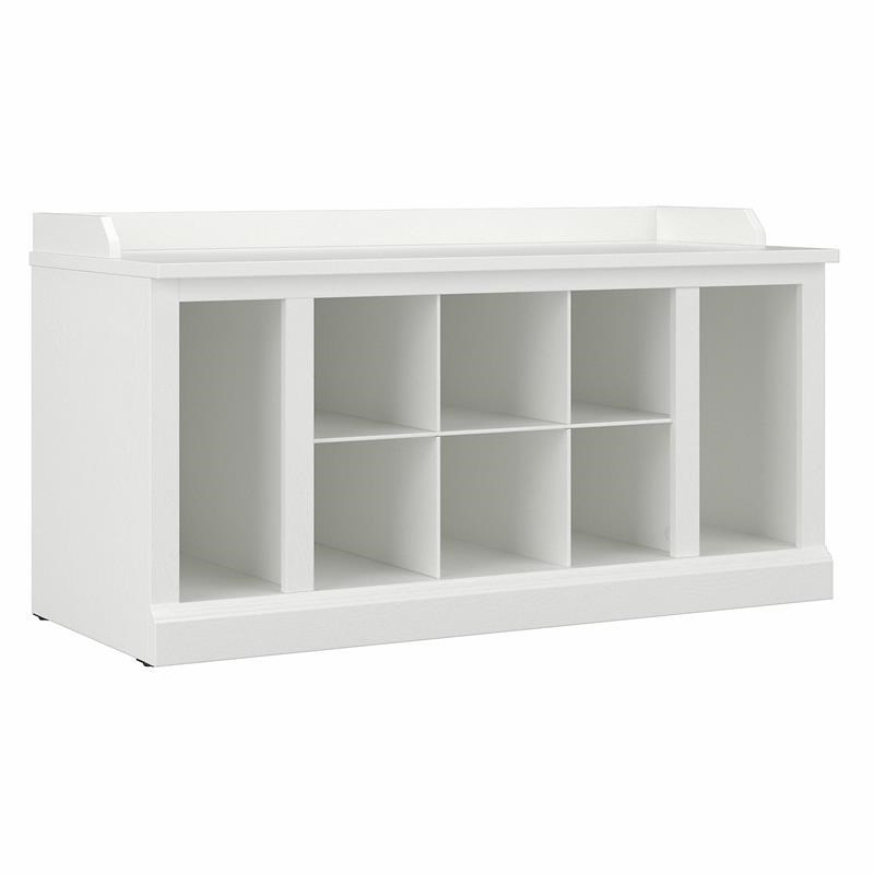 Woodland 40W Shoe Storage Bench with Shelves in White Ash - Engineered Wood