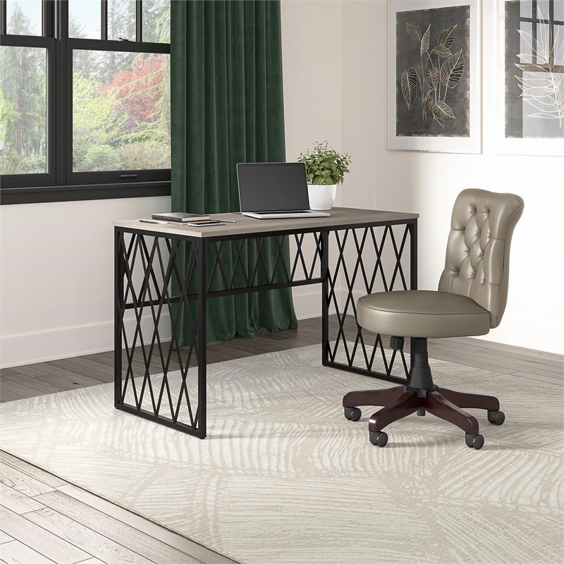City Park 48W Industrial Writing Desk in Driftwood Gray - Engineered Wood