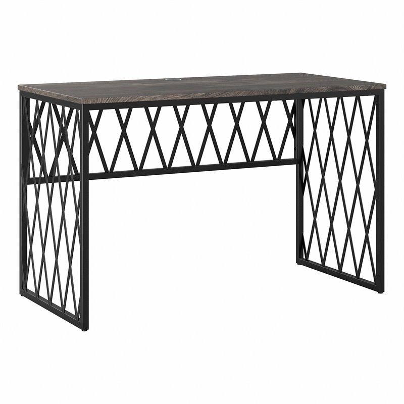 City Park 48W Industrial Writing Desk in Dark Gray Hickory - Engineered Wood