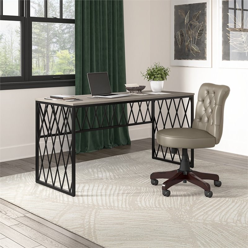 City Park 60W Industrial Writing Desk in Driftwood Gray - Engineered Wood