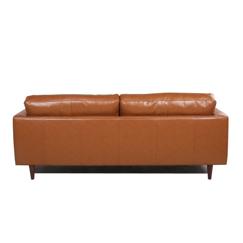 Stanton Leather Sofa With Tufted Seat, Leather Camel Back Couch