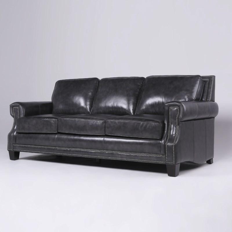 Greylord Leather Sofa With Nail Head Trim In Gray 9295b Sf   2002988 L 