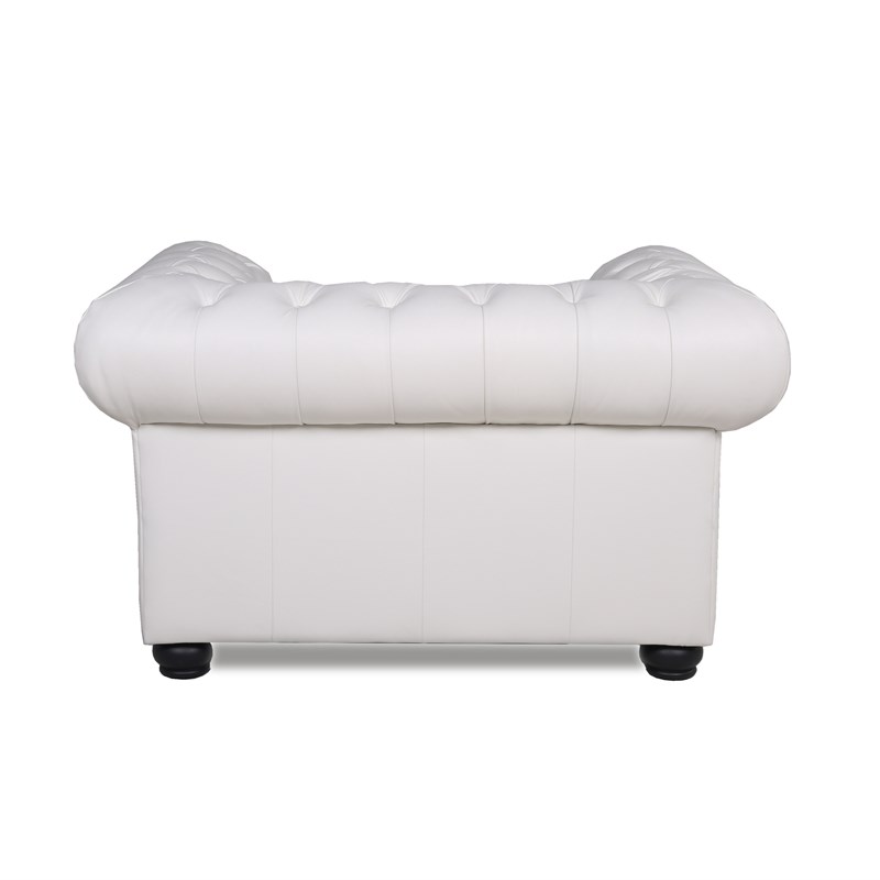 Brookfield Leather Chesterfield Accent Chair In Blanco