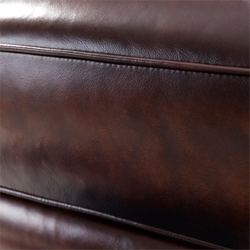 Dunwoody Brown Leather Sofa With Nailheads