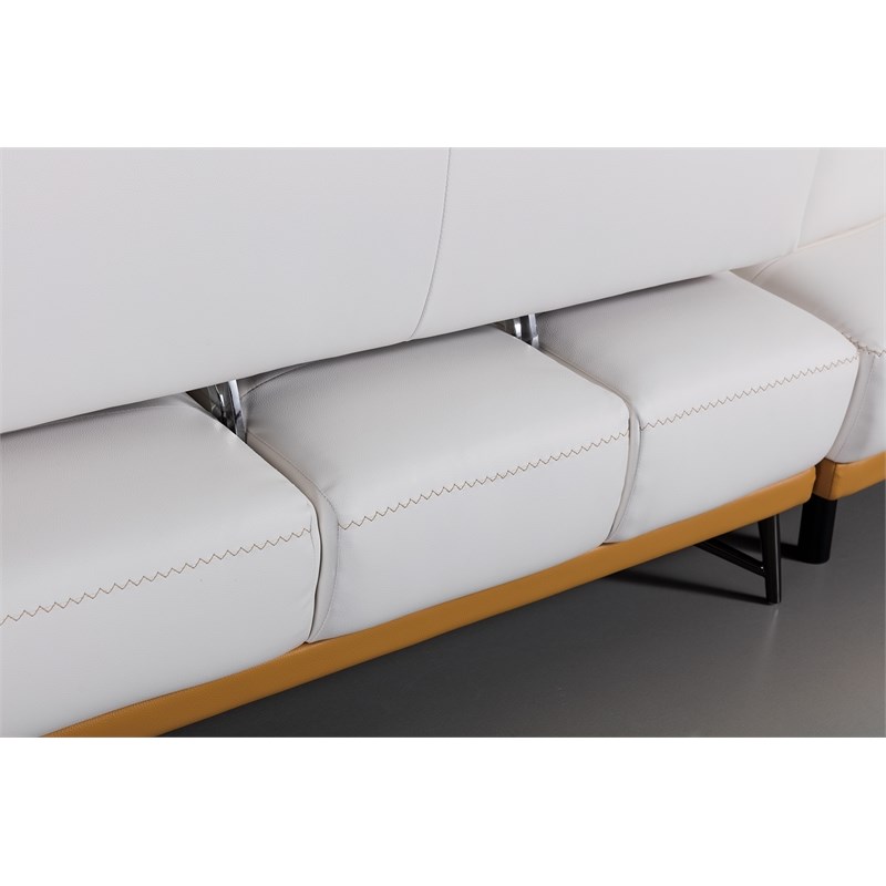 EK-L8005M White and Yellow Color With Sectional Faux Leather and Leather Match