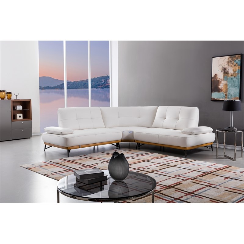 EK-L8005M White and Yellow Color With Sectional Faux Leather and Leather Match