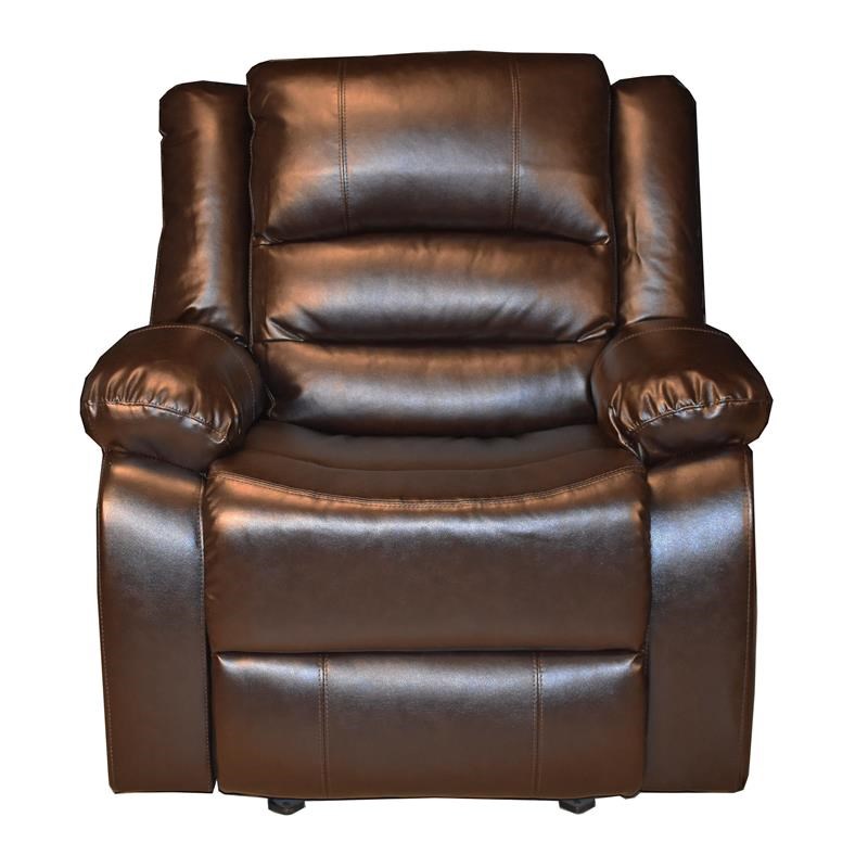 Galaxy Home Transitional Paco Faux Leather Recliner Chair in Chocolate color