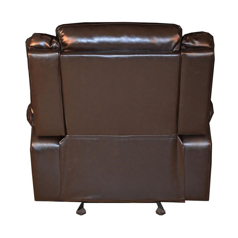 Galaxy Home Transitional Paco Faux Leather Recliner Chair in Chocolate color