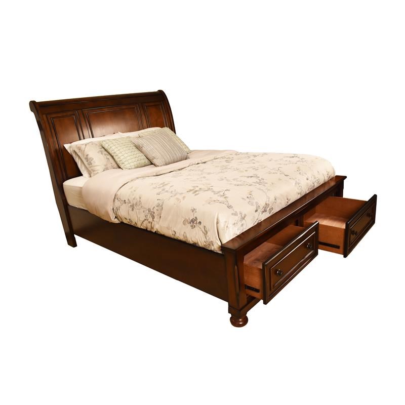 Galaxy Home Baltimore Wood Platform King Bed with Storage in Brown
