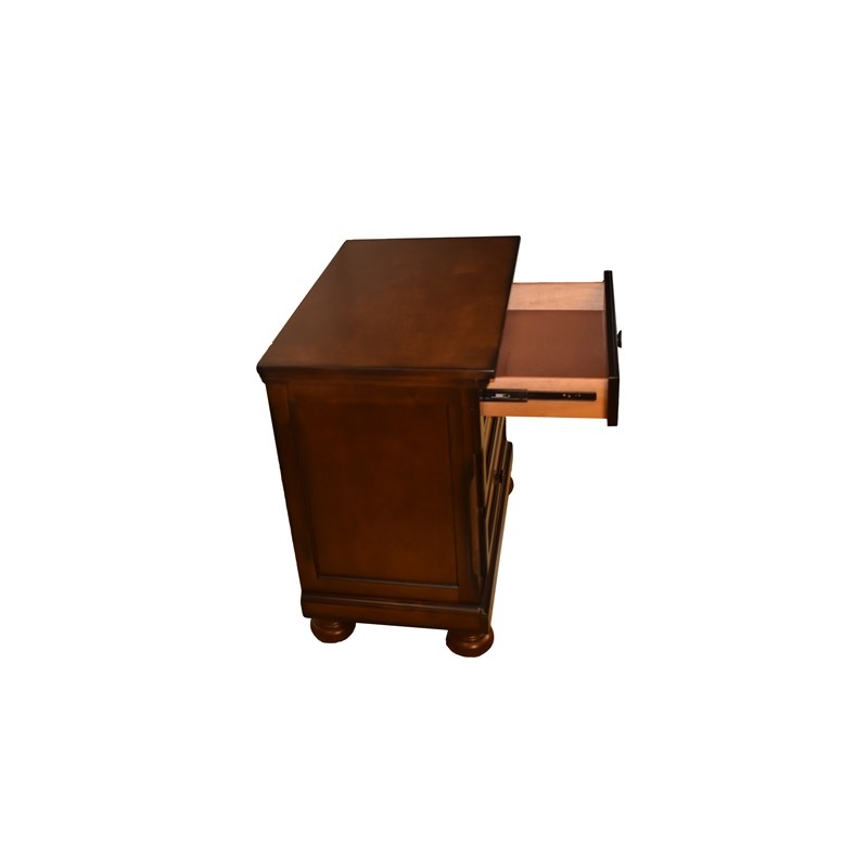 Galaxy Home Baltimore Wood Nightstand with Hidden Jewelry Drawer in Brown