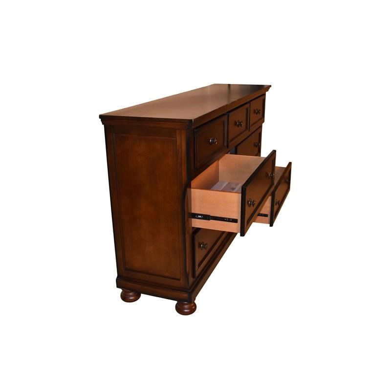 Galaxy Home Transitional Baltimore Seven Drawers Wood Double Dresser in Brown