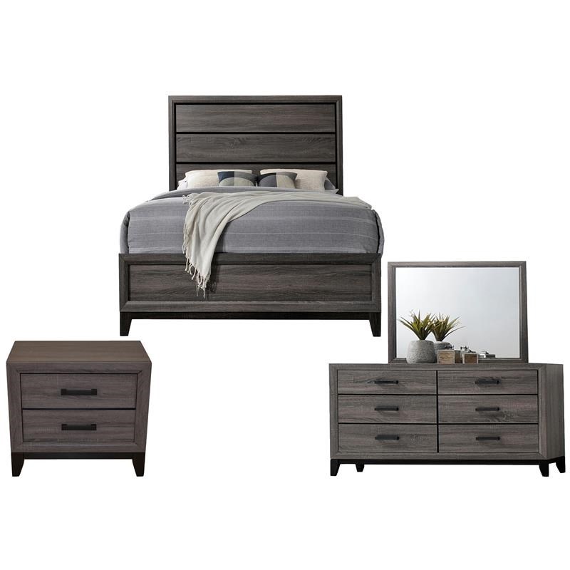 Galaxy Home Sierra 4 Piece Wood Full Panel Bedroom Set In Rustic Gray 2556 09 304