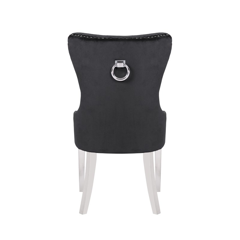 Erica 2 Piece Stainless Steel Legs Chair Finish with Velvet Fabric in Black