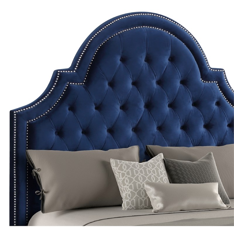 Galaxy Home Alisha Upholstered Velvet King Bed In Blue - Vhb047-n-kb