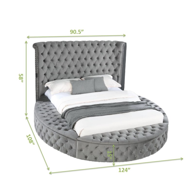 Hazel King Size Tufted Storage Bed made with Wood in Gray