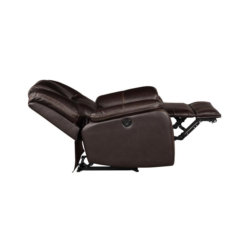Hong Kong Power Reclining Chair made with Faux Leather in Brown