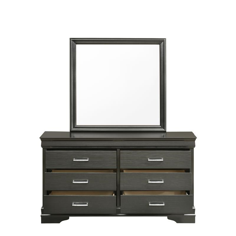 Modern Brooklyn 6 Drawer Dresser made with Wood in Gray