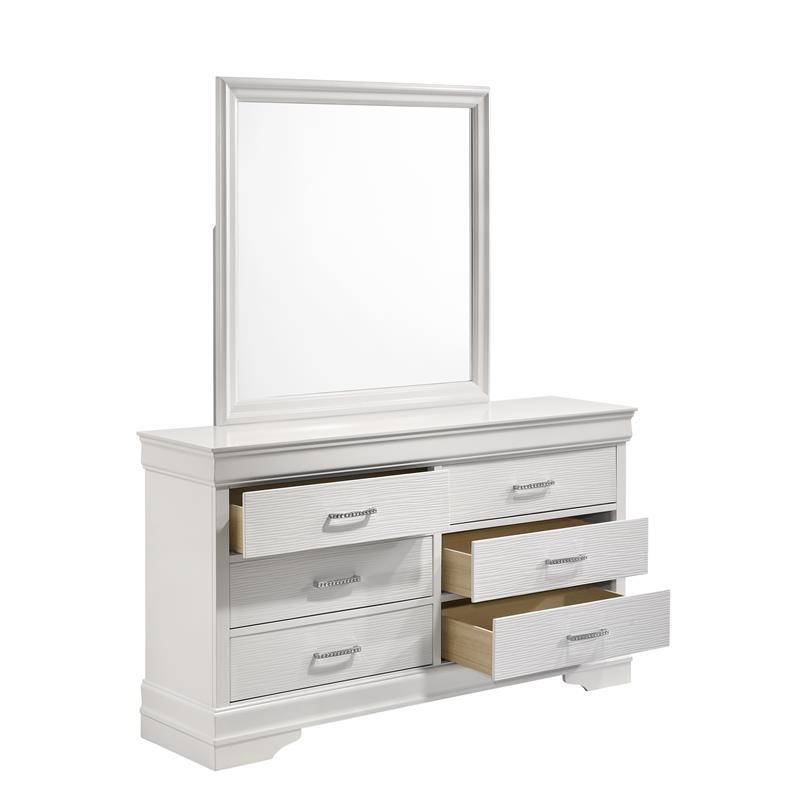 Modern Brooklyn 6 Drawer Dresser made with Wood in White