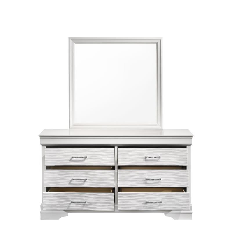 Modern Brooklyn 6 Drawer Dresser made with Wood in White