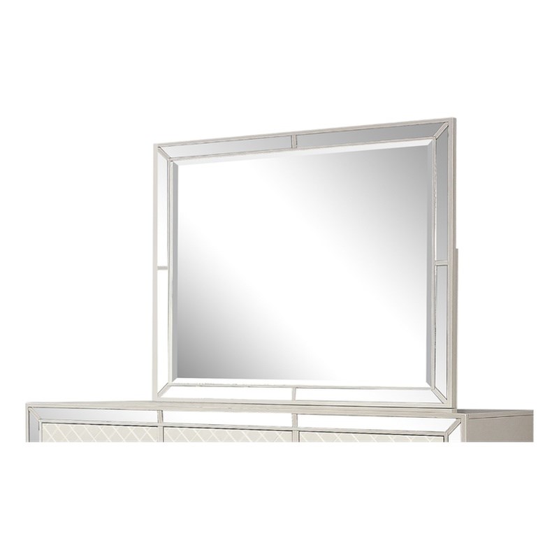 Madison Mirrored Frame Mirror Made with wood in Beige
