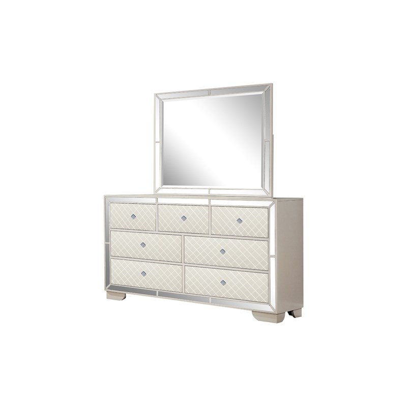 Madison Mirrored Frame Mirror Made with wood in Beige