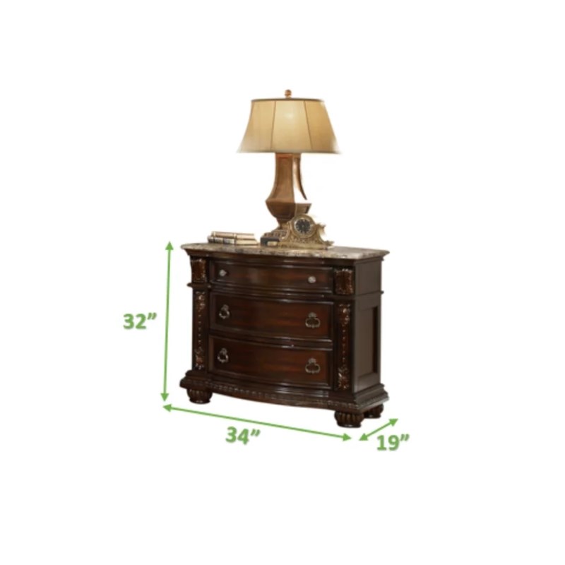 Roma Traditional Style Nightstand made with Wood in Dark Walnut