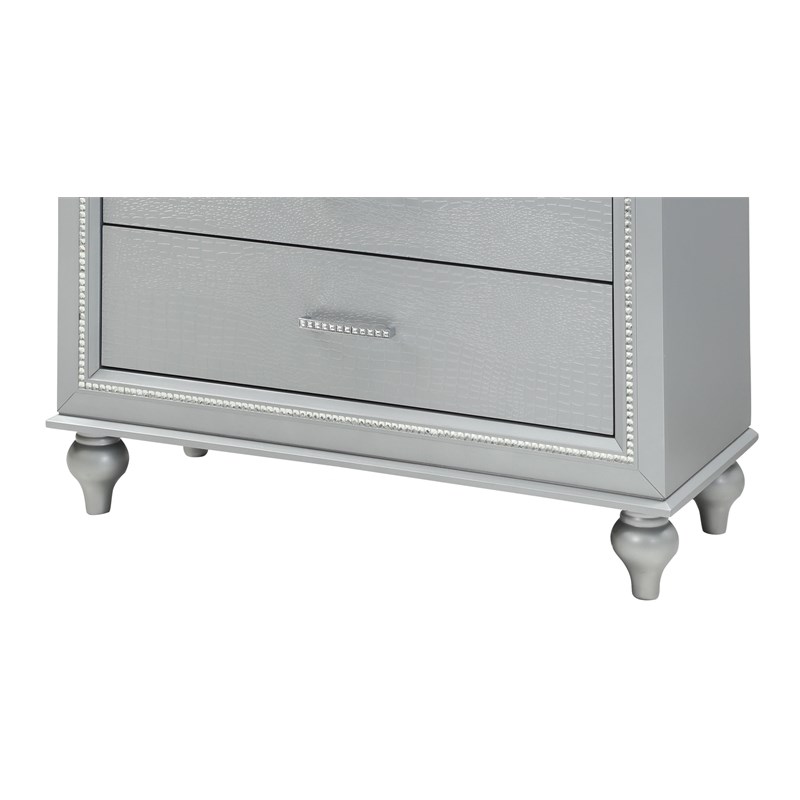 Galaxy Home Modern Attractive 6 Drawer Amber Chest in Silver made with Wood