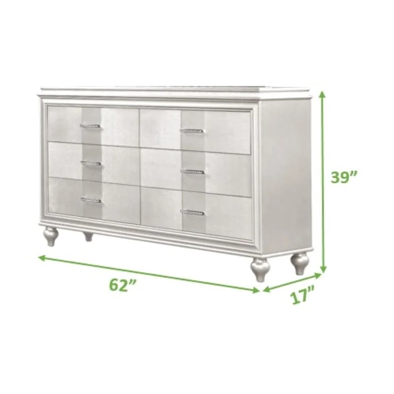 Galaxy Home Modern Ginger 6 Drawer Dresser made with Wood in White