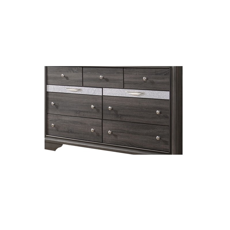 Traditional Matrix 7 Drawer Dresser in Gray made with Wood