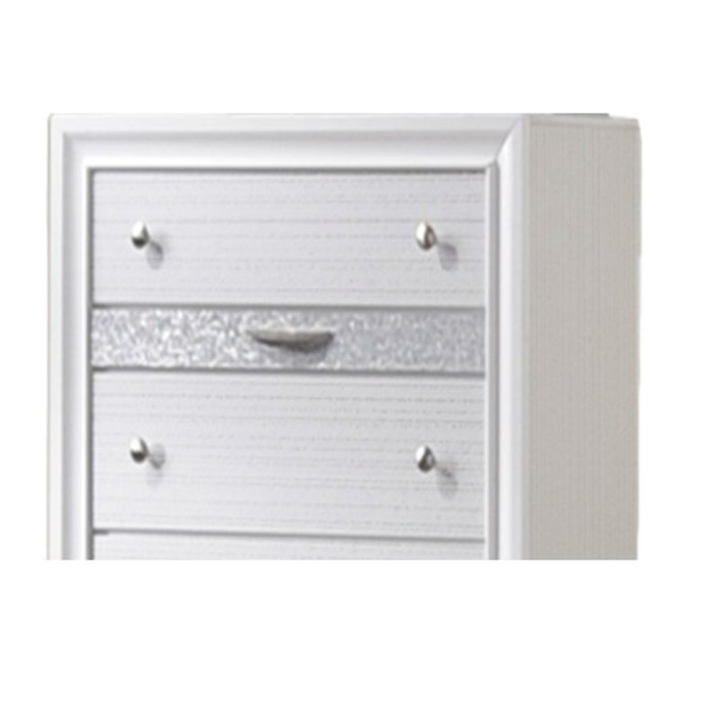 Traditional Matrix 5 Drawer Chest in White color made with Wood